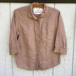 notPERFECTLINEN Women's Taupe Button Down Shirt